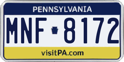 PA license plate MNF8172