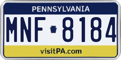 PA license plate MNF8184