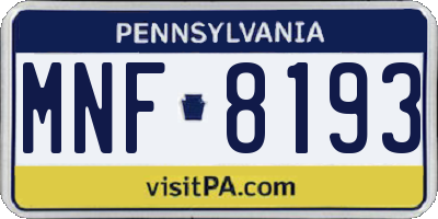 PA license plate MNF8193