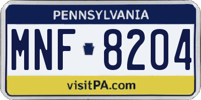 PA license plate MNF8204
