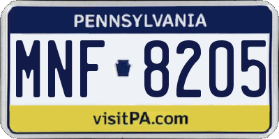 PA license plate MNF8205
