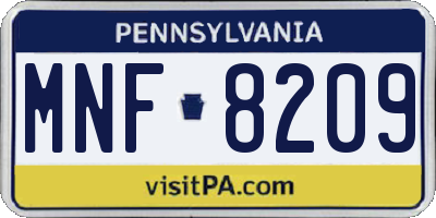 PA license plate MNF8209