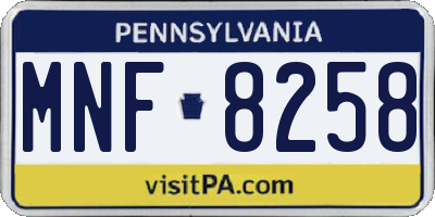 PA license plate MNF8258