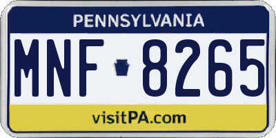 PA license plate MNF8265