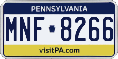 PA license plate MNF8266