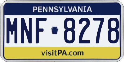PA license plate MNF8278