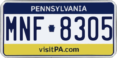 PA license plate MNF8305
