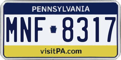 PA license plate MNF8317