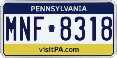 PA license plate MNF8318