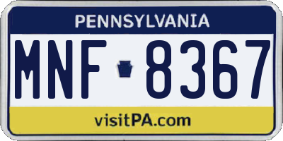 PA license plate MNF8367