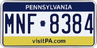 PA license plate MNF8384