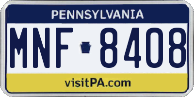 PA license plate MNF8408