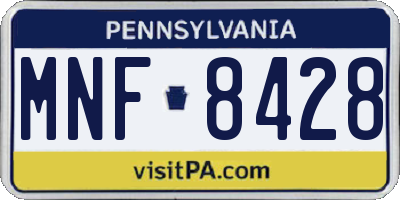 PA license plate MNF8428