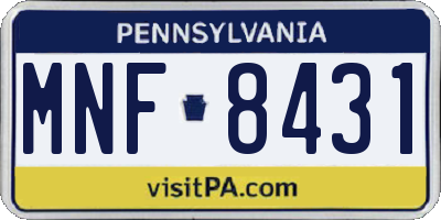 PA license plate MNF8431