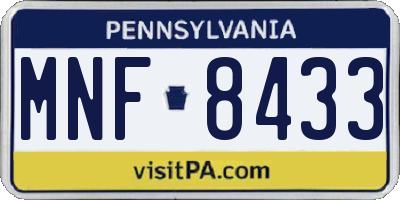 PA license plate MNF8433