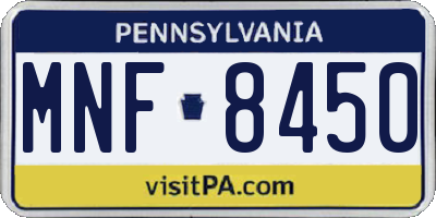PA license plate MNF8450