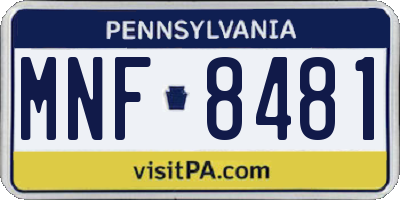 PA license plate MNF8481