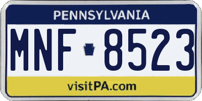 PA license plate MNF8523