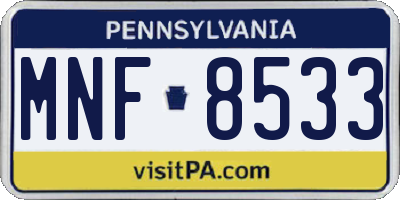 PA license plate MNF8533