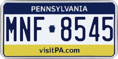 PA license plate MNF8545