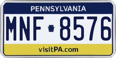 PA license plate MNF8576