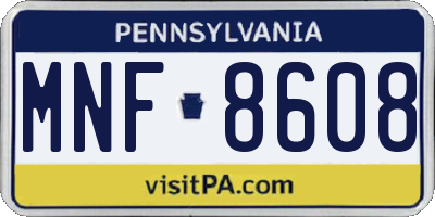 PA license plate MNF8608