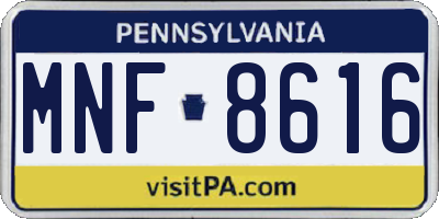PA license plate MNF8616