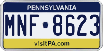 PA license plate MNF8623