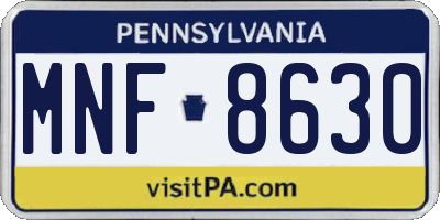 PA license plate MNF8630