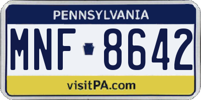 PA license plate MNF8642