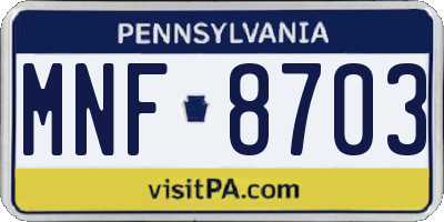 PA license plate MNF8703