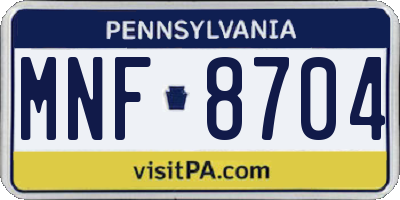 PA license plate MNF8704