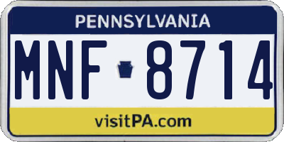 PA license plate MNF8714