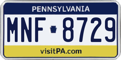 PA license plate MNF8729
