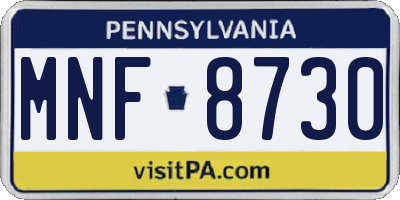 PA license plate MNF8730