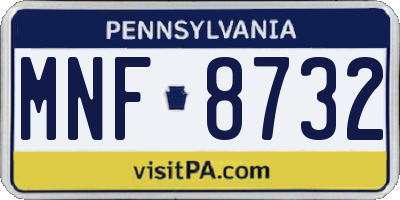 PA license plate MNF8732
