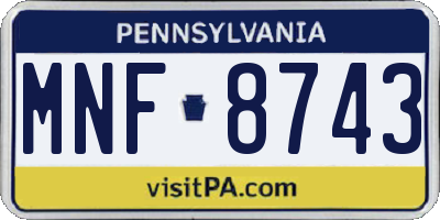 PA license plate MNF8743