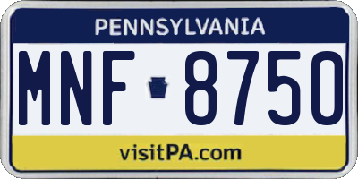 PA license plate MNF8750