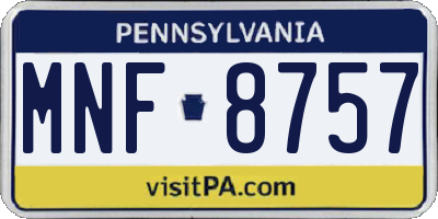 PA license plate MNF8757