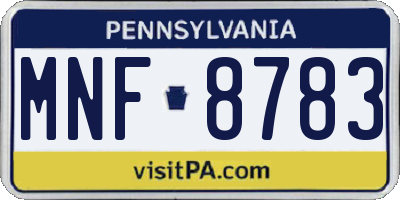 PA license plate MNF8783