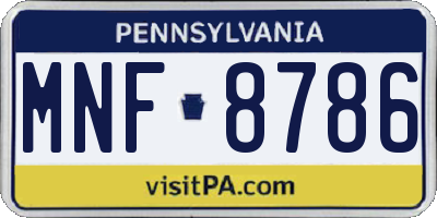 PA license plate MNF8786
