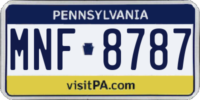 PA license plate MNF8787