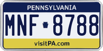 PA license plate MNF8788