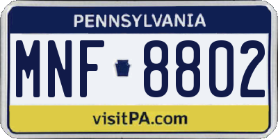 PA license plate MNF8802