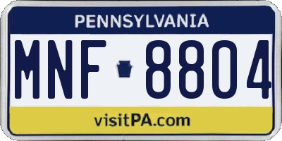 PA license plate MNF8804