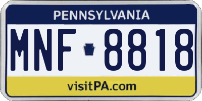 PA license plate MNF8818