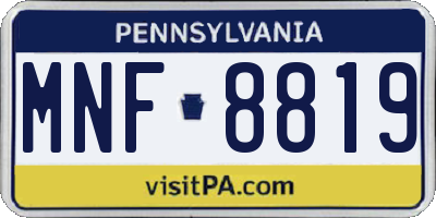 PA license plate MNF8819