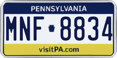 PA license plate MNF8834