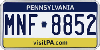 PA license plate MNF8852