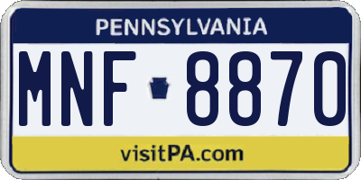 PA license plate MNF8870